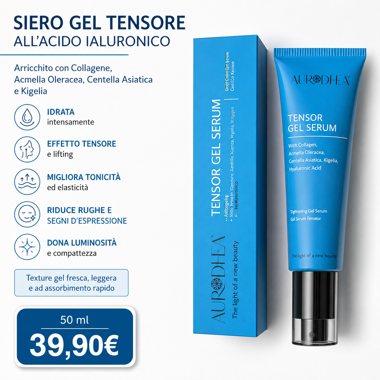 Siero Gel Tensore all'Acido Ialuronico