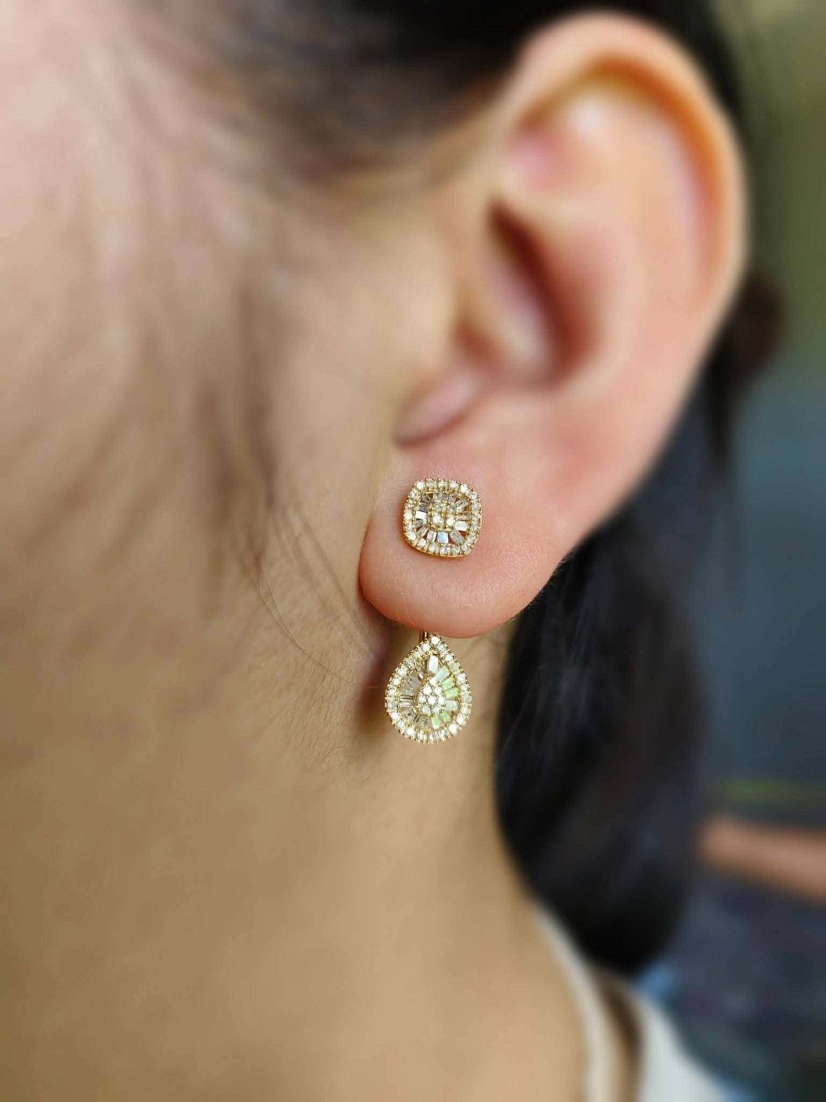 Asia Pear Earring Diamonds