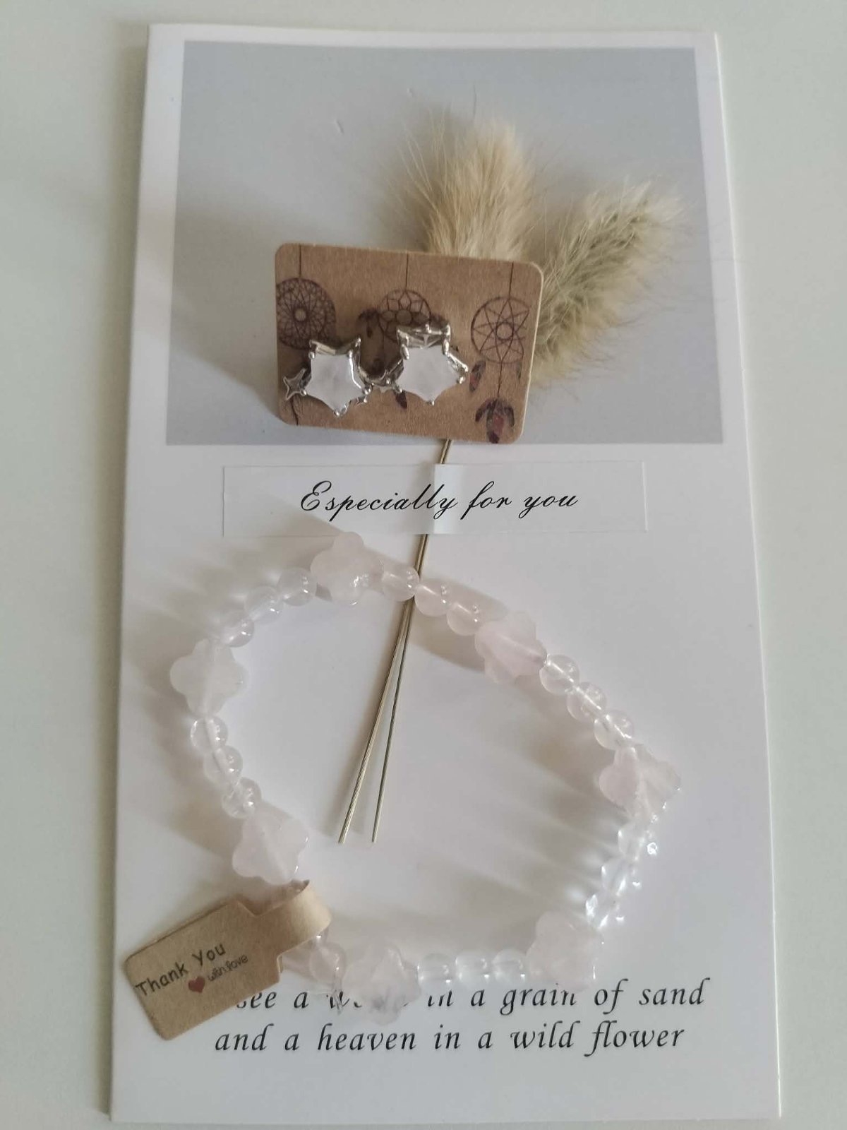 Rose Quartz Set (Bracelet & Earrings)