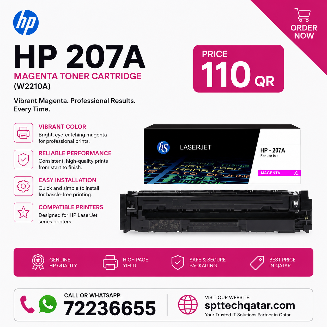 HP 207A Magenta Toner Cartridge W2213A | Best Price Qatar - QAR 110