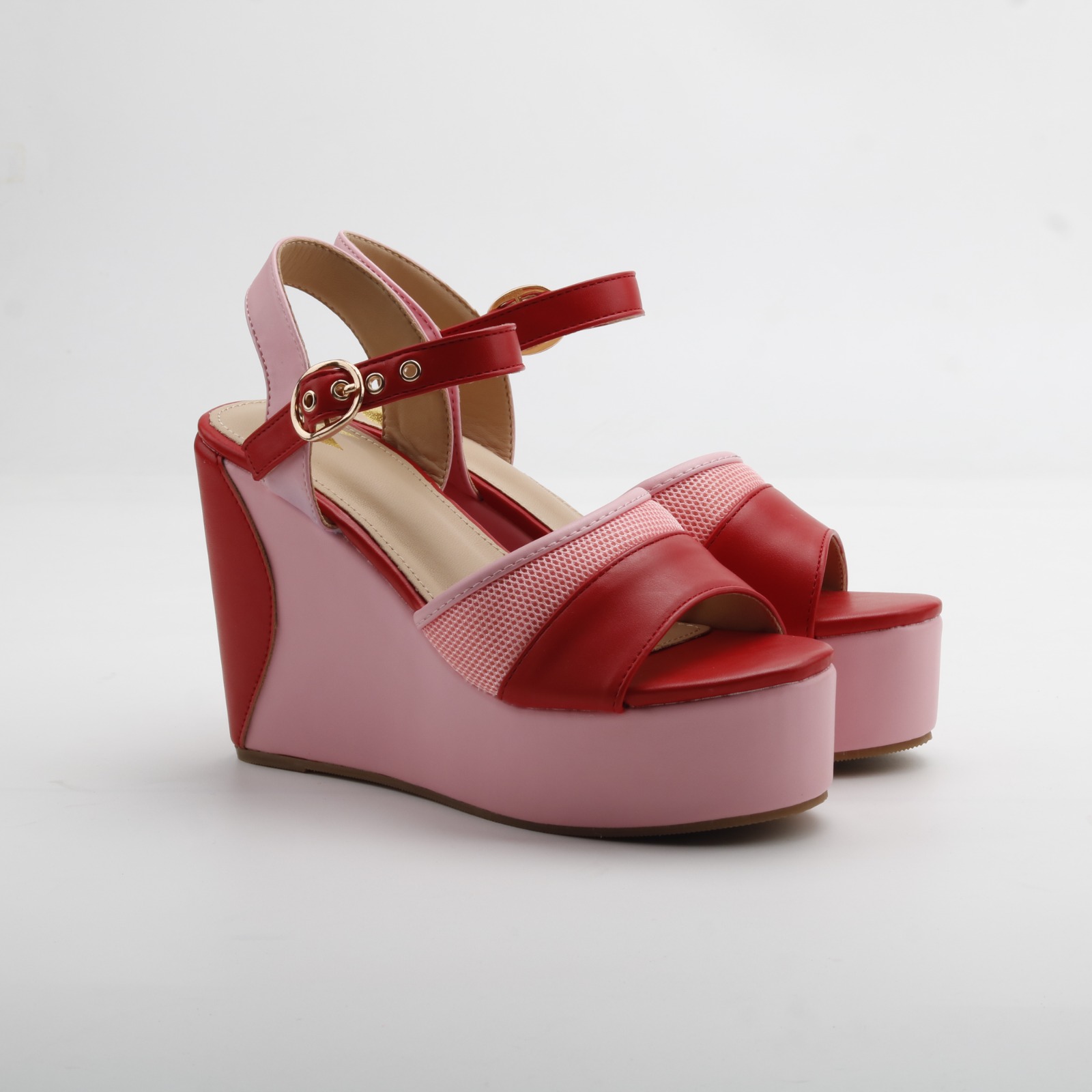wholesale spring 2027 Lucky pink red  Platform Wedge Sandals in stock 12 pairs in a box