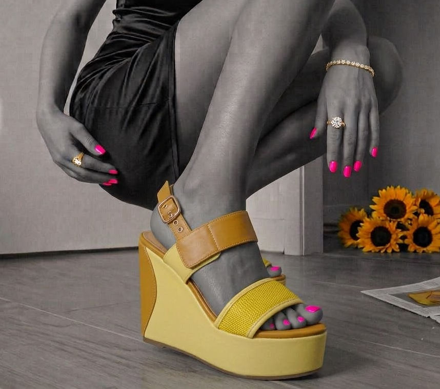 'ROY' Yellow Platform Wedge Sandals 2027 spring collection designer women sandals by sigalit