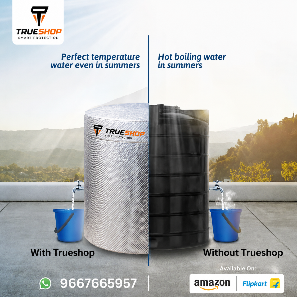 Water Tank Cover Aluminium Insulated Sun Reflective  2000 LTR