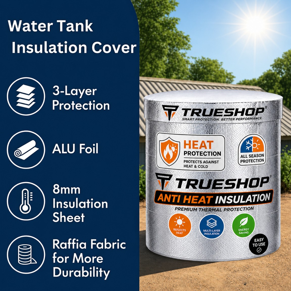 Water Tank Cover 500 LTR Aluminium Insulated Sun Reflective  