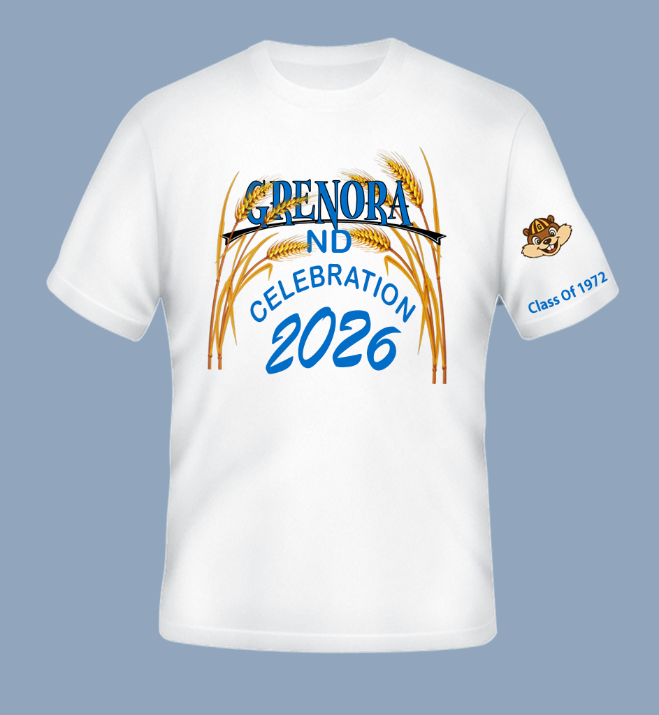 Grenora ND Celebration 2026 T-Shirt, class of 1972 (front design)