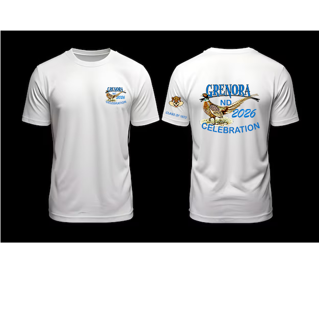 Grenora Celebration T-Shirt PHEASANT ONLY , FRONT-BACK (CLASS OF 1972 EDITION)