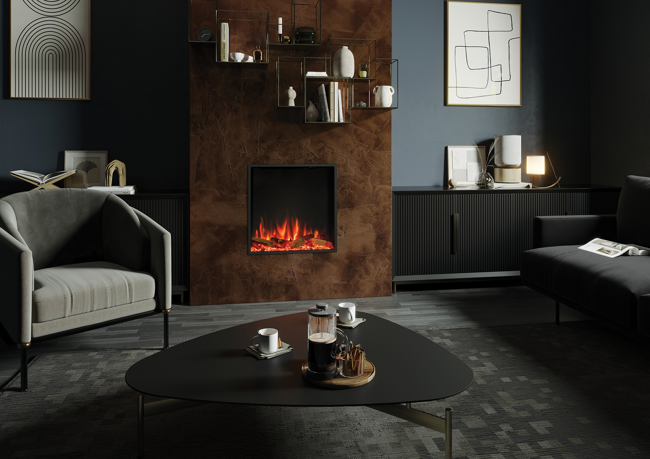 Gazco eStudio 60R Inset Media Wall Fire