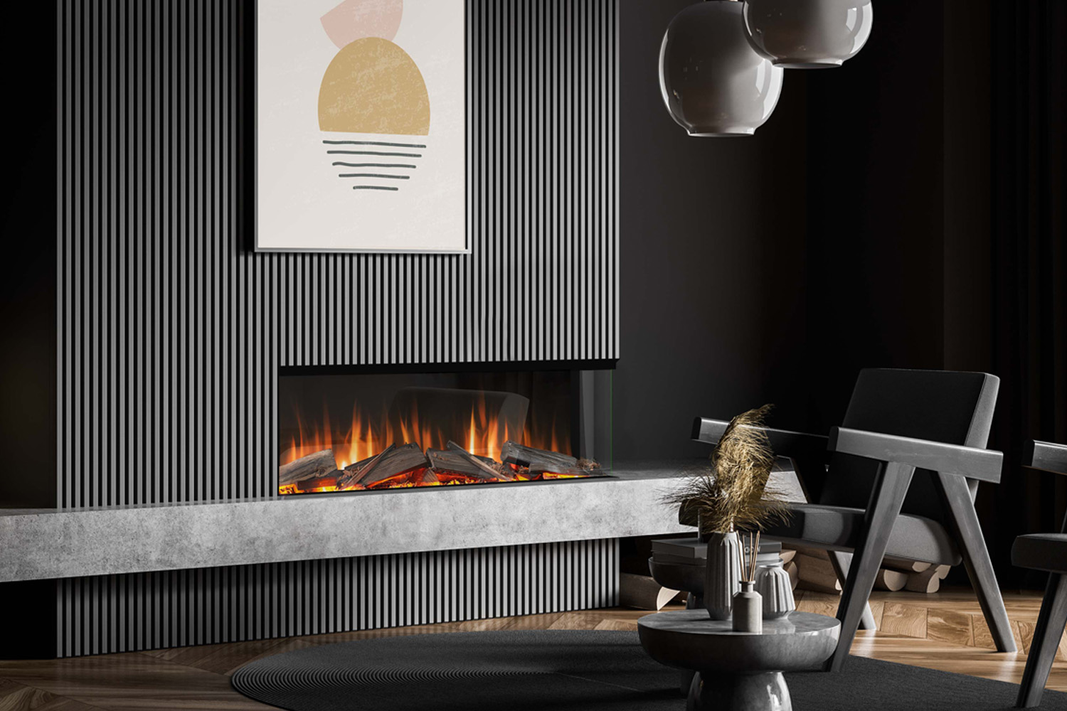 Aura Fires KINVER 1250 SL Media Wall Fire