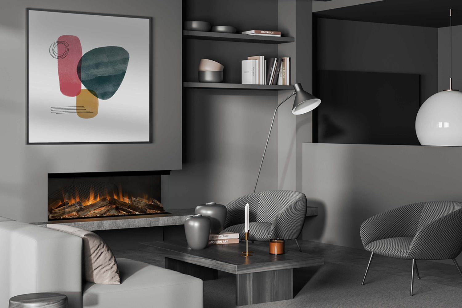Aura Fires KINVER 1000 SL Media Wall Fire