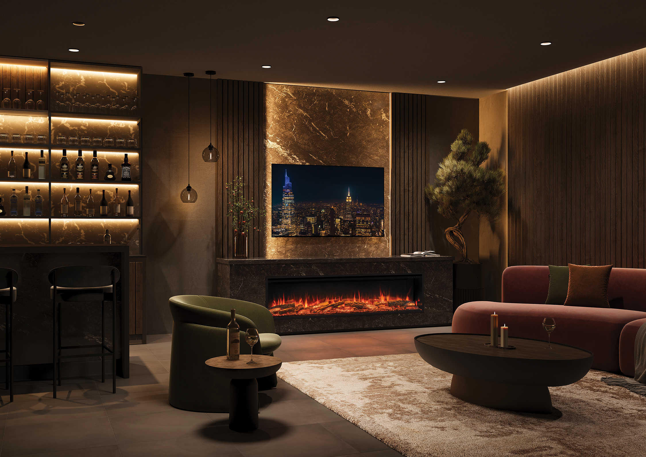 Onyx Avita 190RW Media Wall Fire