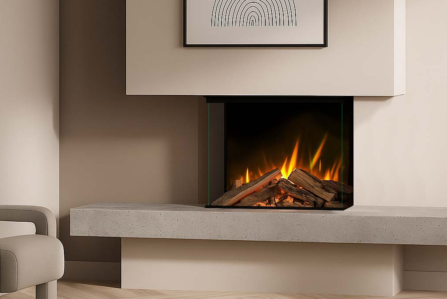 Aura Fires SINTON 800 FD Media Wall Fire