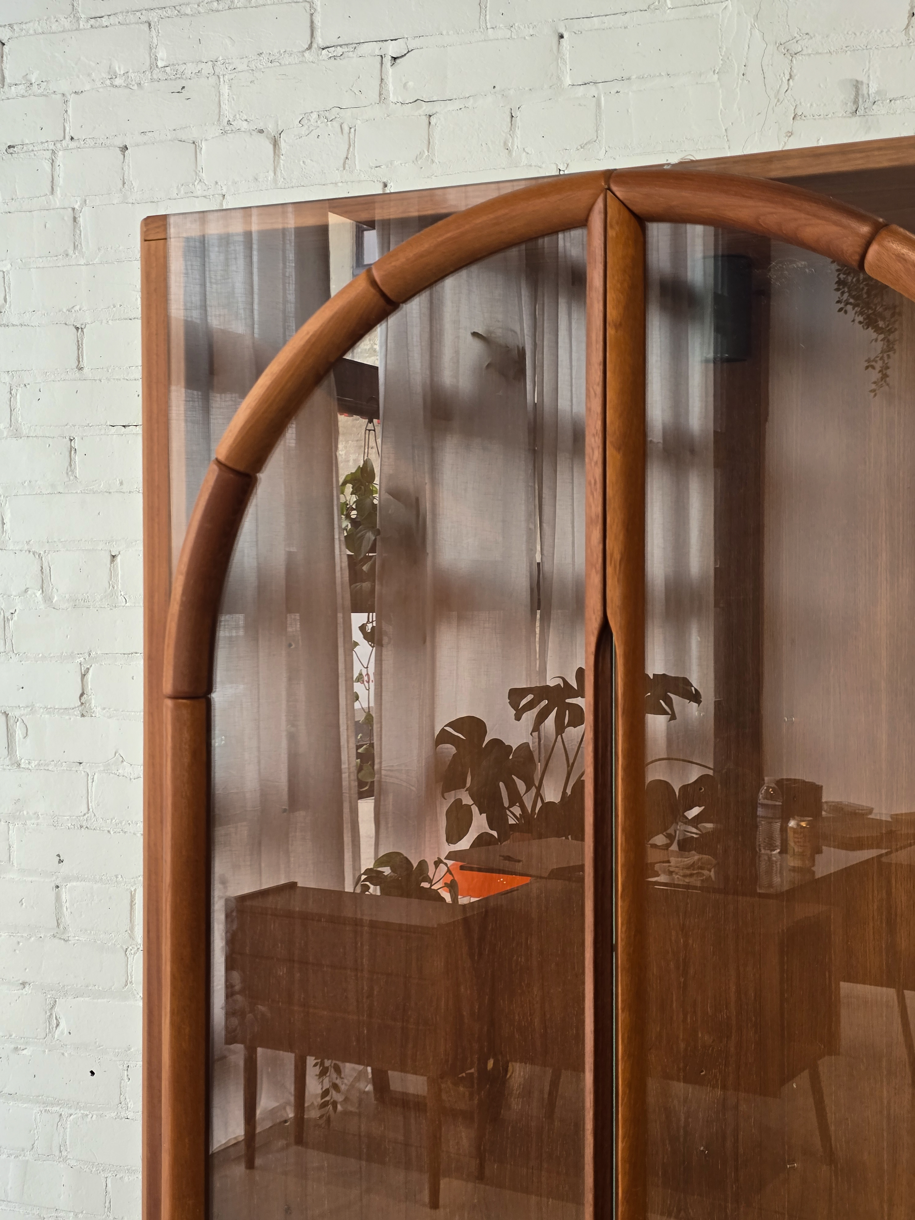 Arched Walnut & Glass Display Cabinet