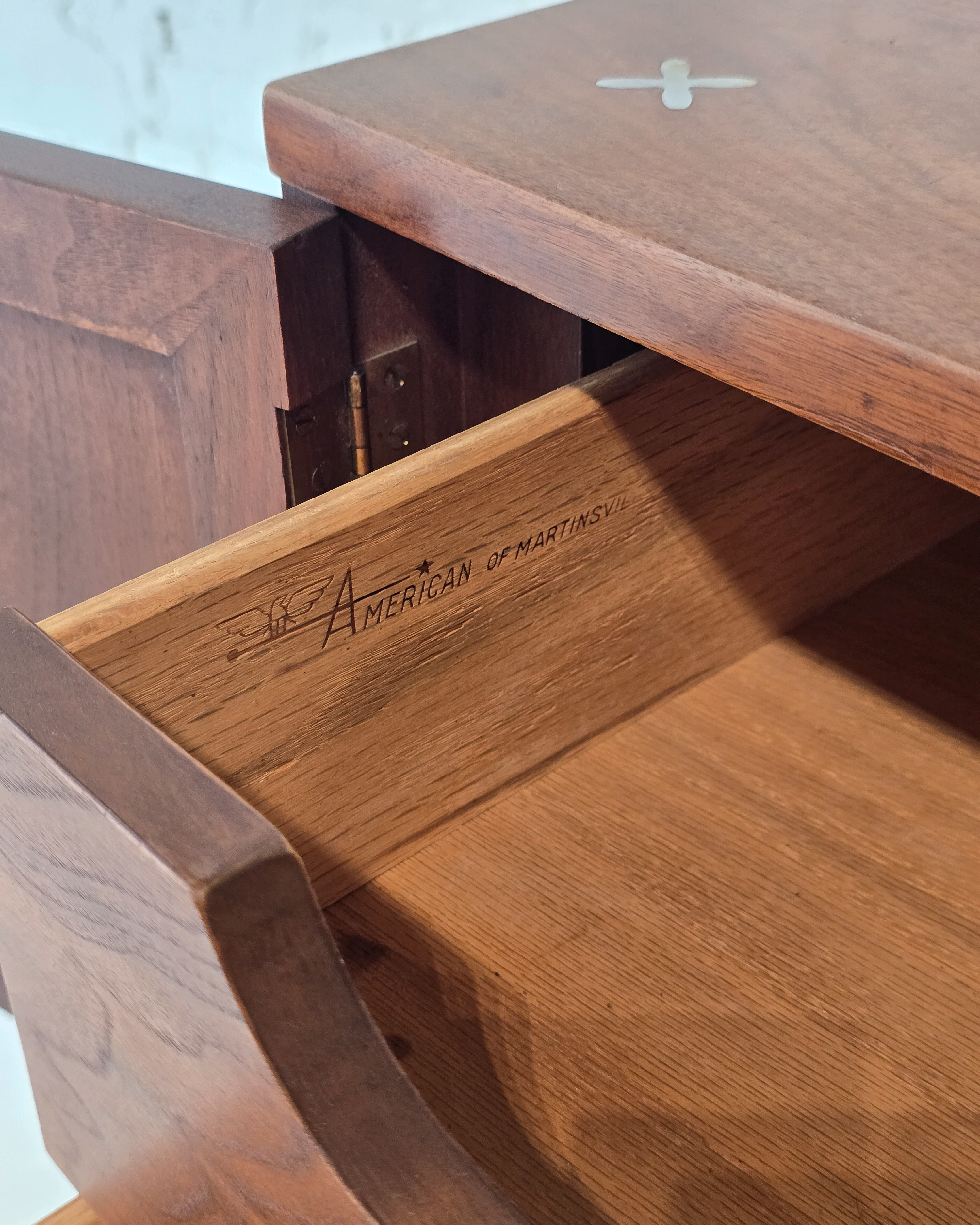 American of Martinsville Walnut Gentlemen's Chest with Cane Cabinet Doors