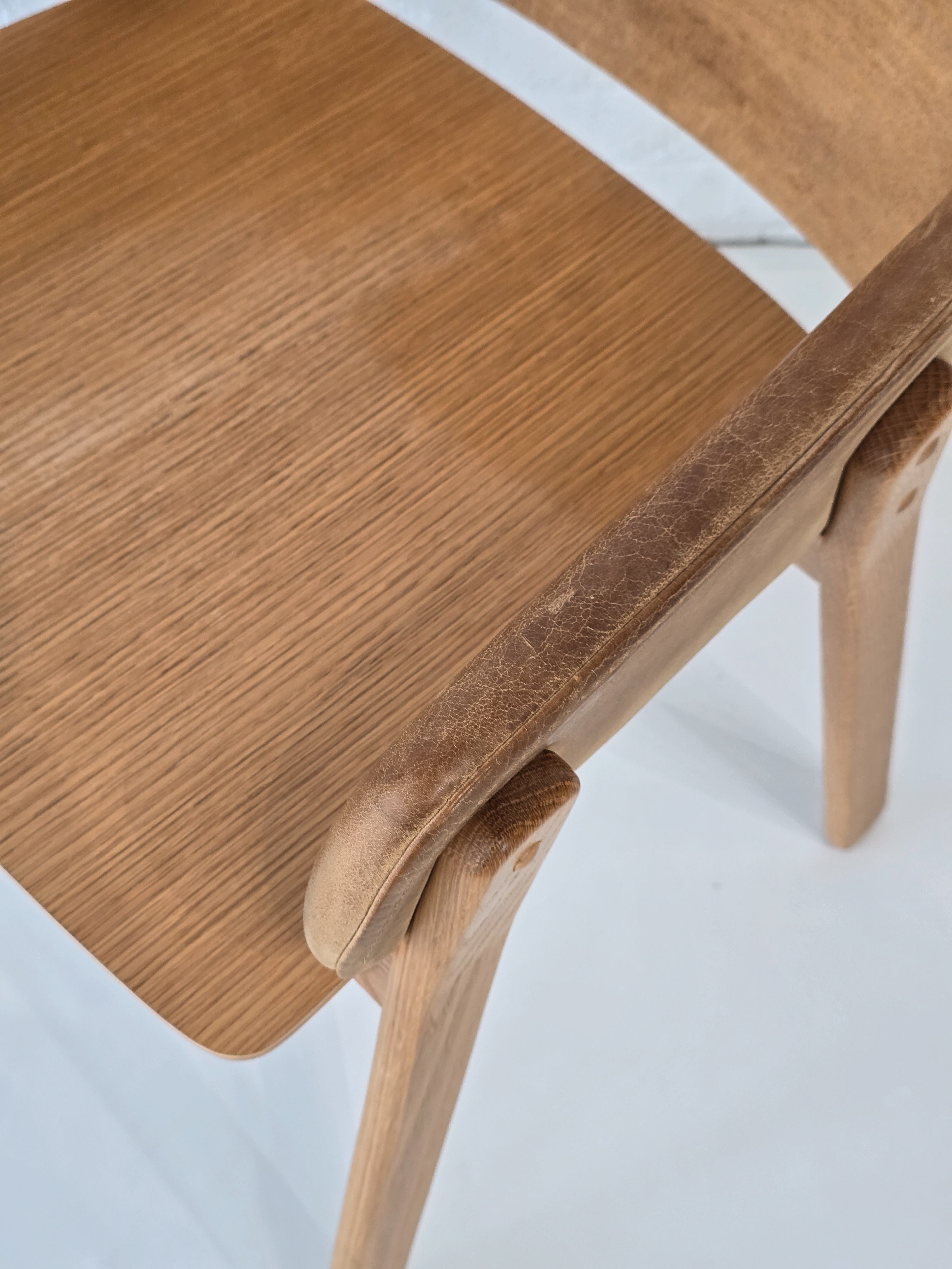 Oak & Leather Shell Armchair