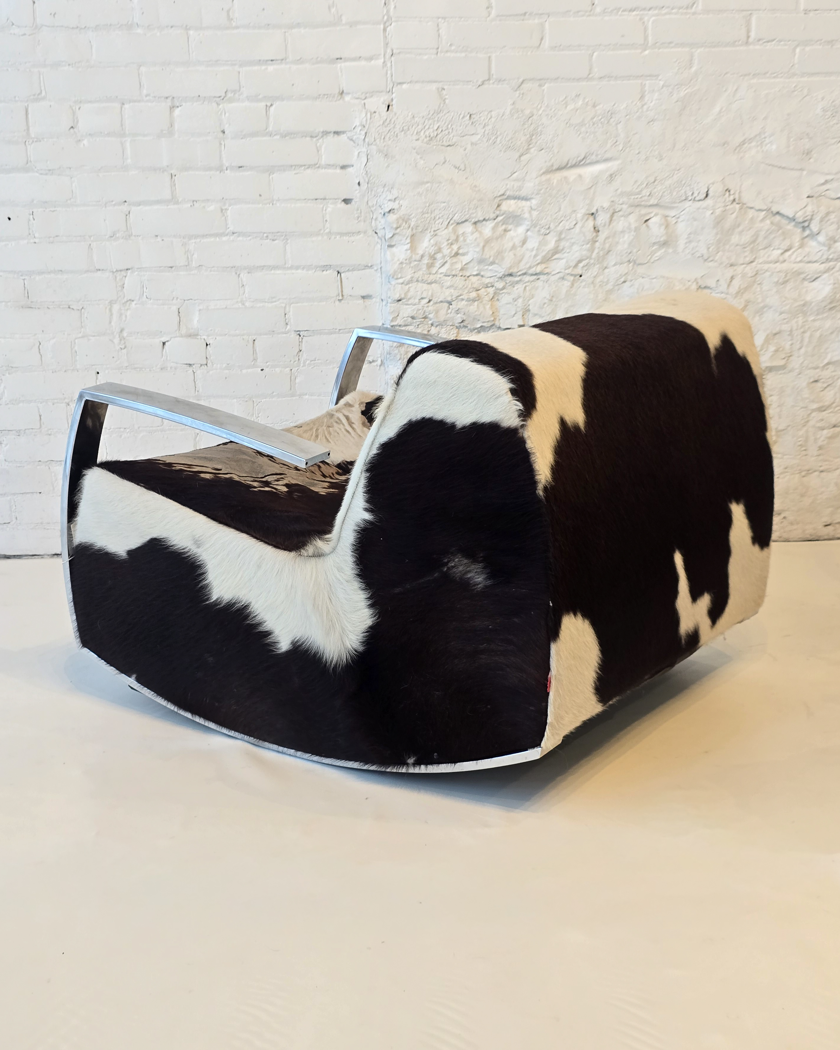 Cowhide & Chrome Rocking Lounge Chair
