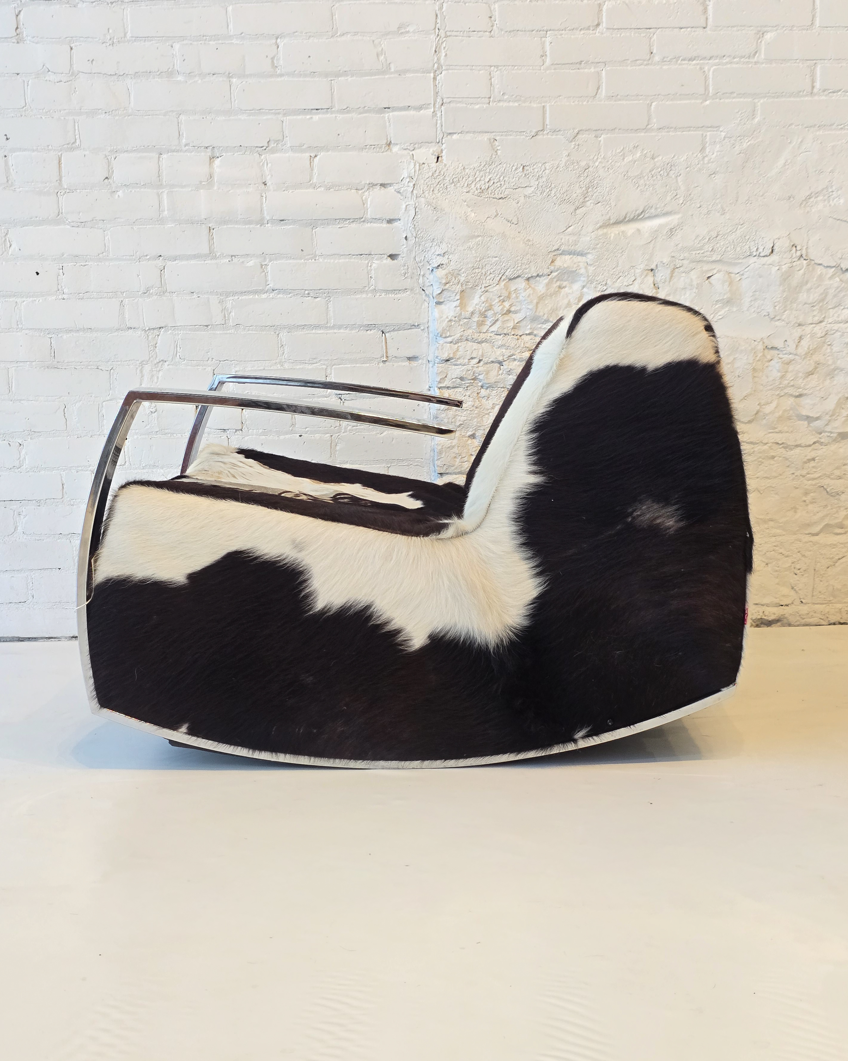 Cowhide & Chrome Rocking Lounge Chair