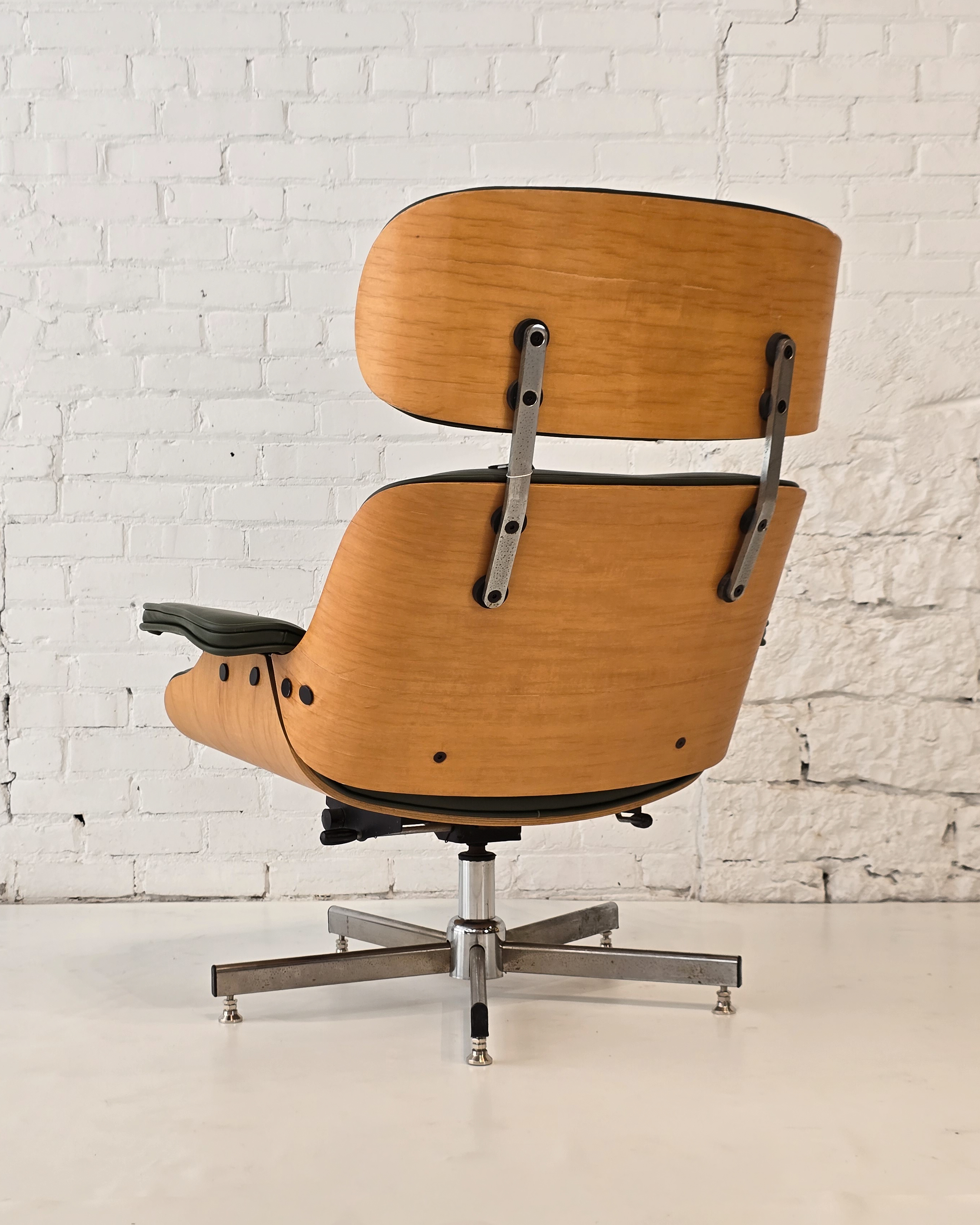 Eames-Style Lounge Chair in Forest Green Leather