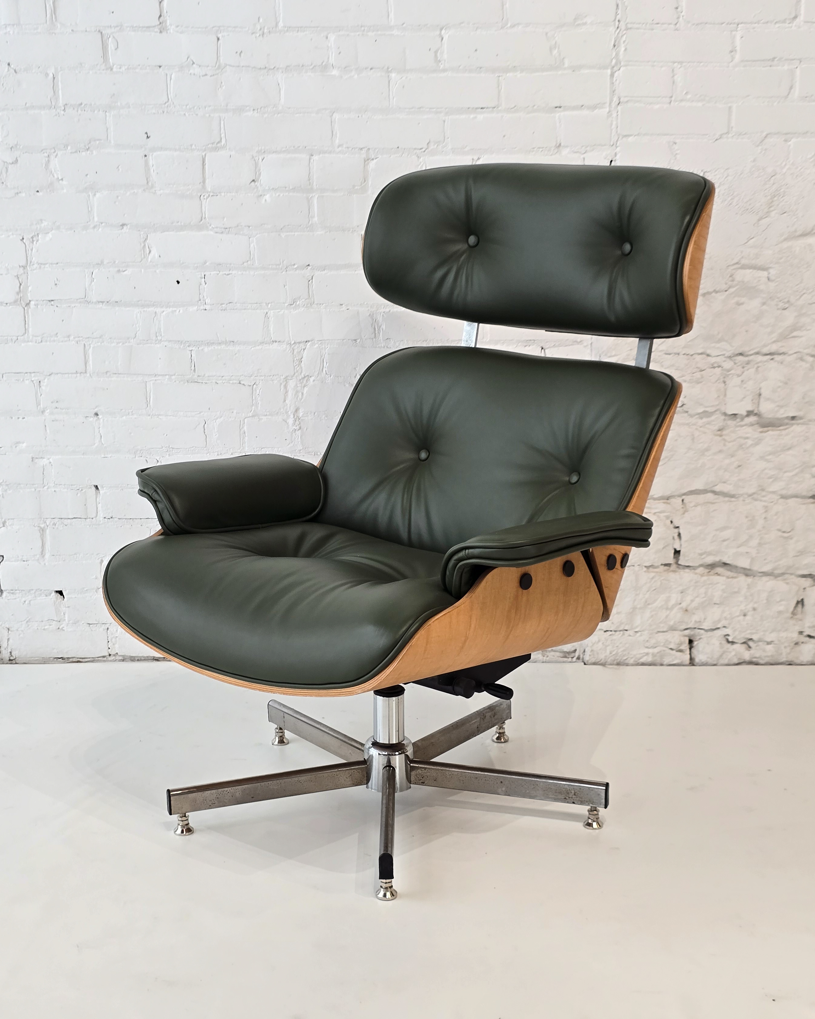Eames-Style Lounge Chair in Forest Green Leather