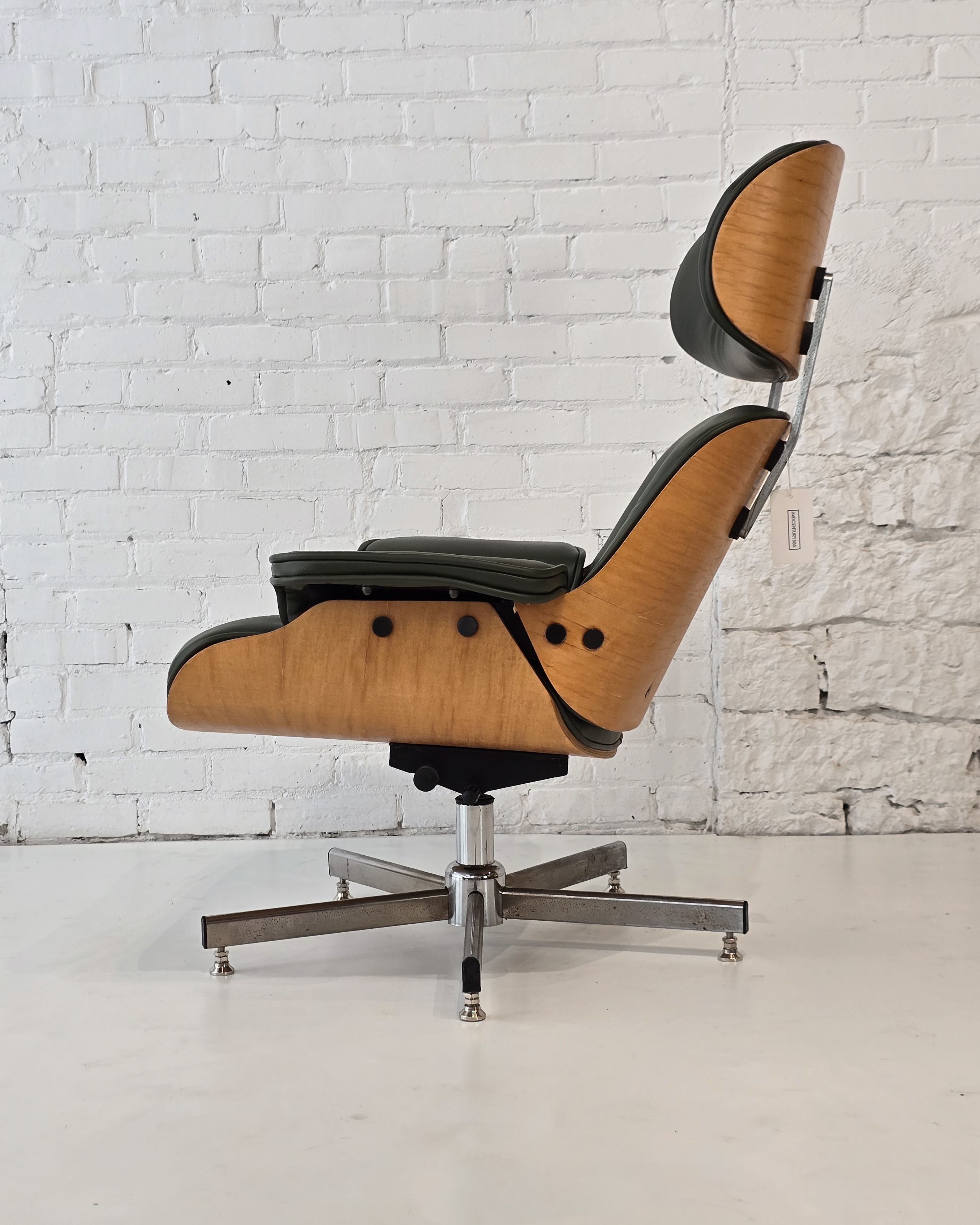 Eames-Style Lounge Chair in Forest Green Leather