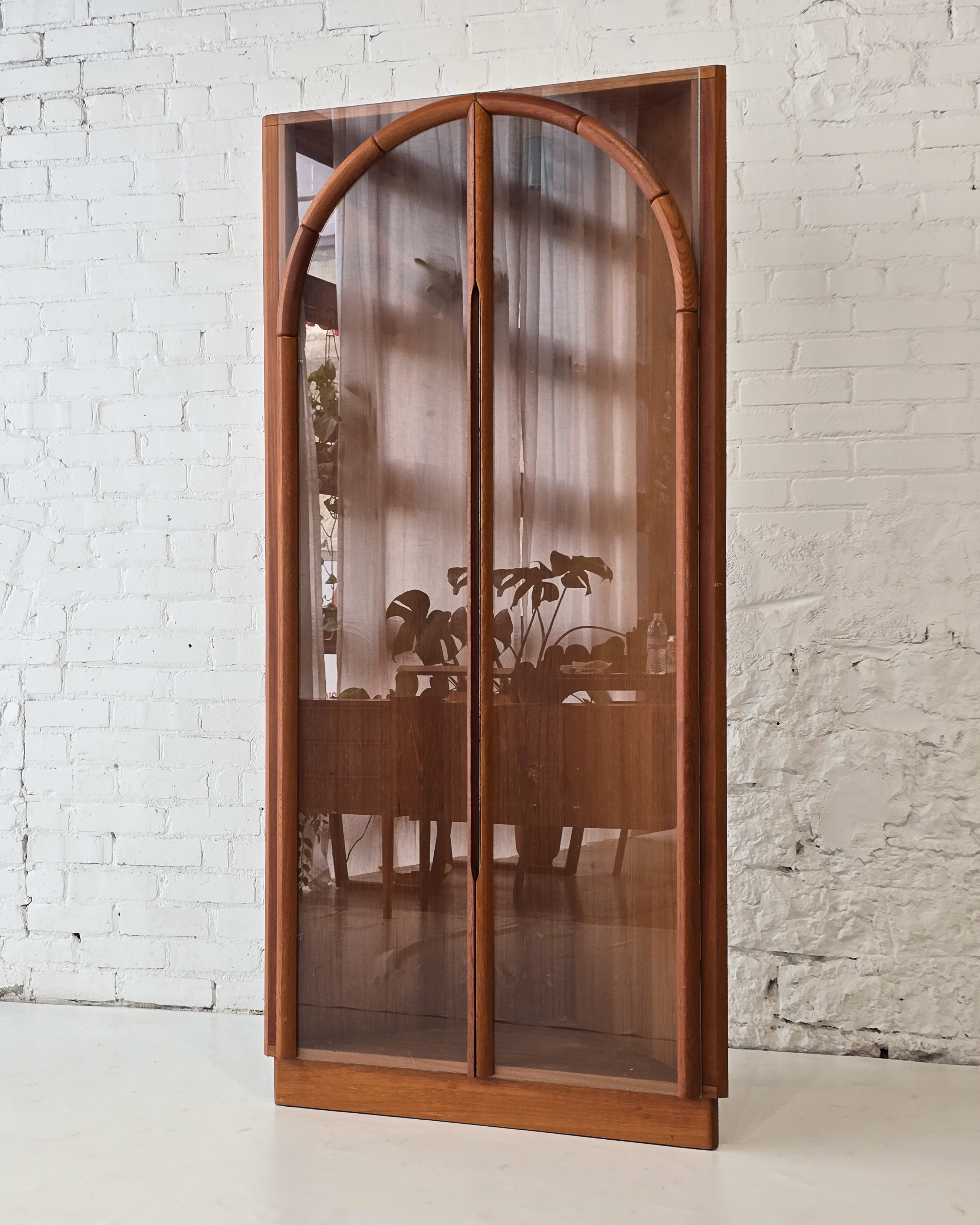 Arched Walnut & Glass Display Cabinet