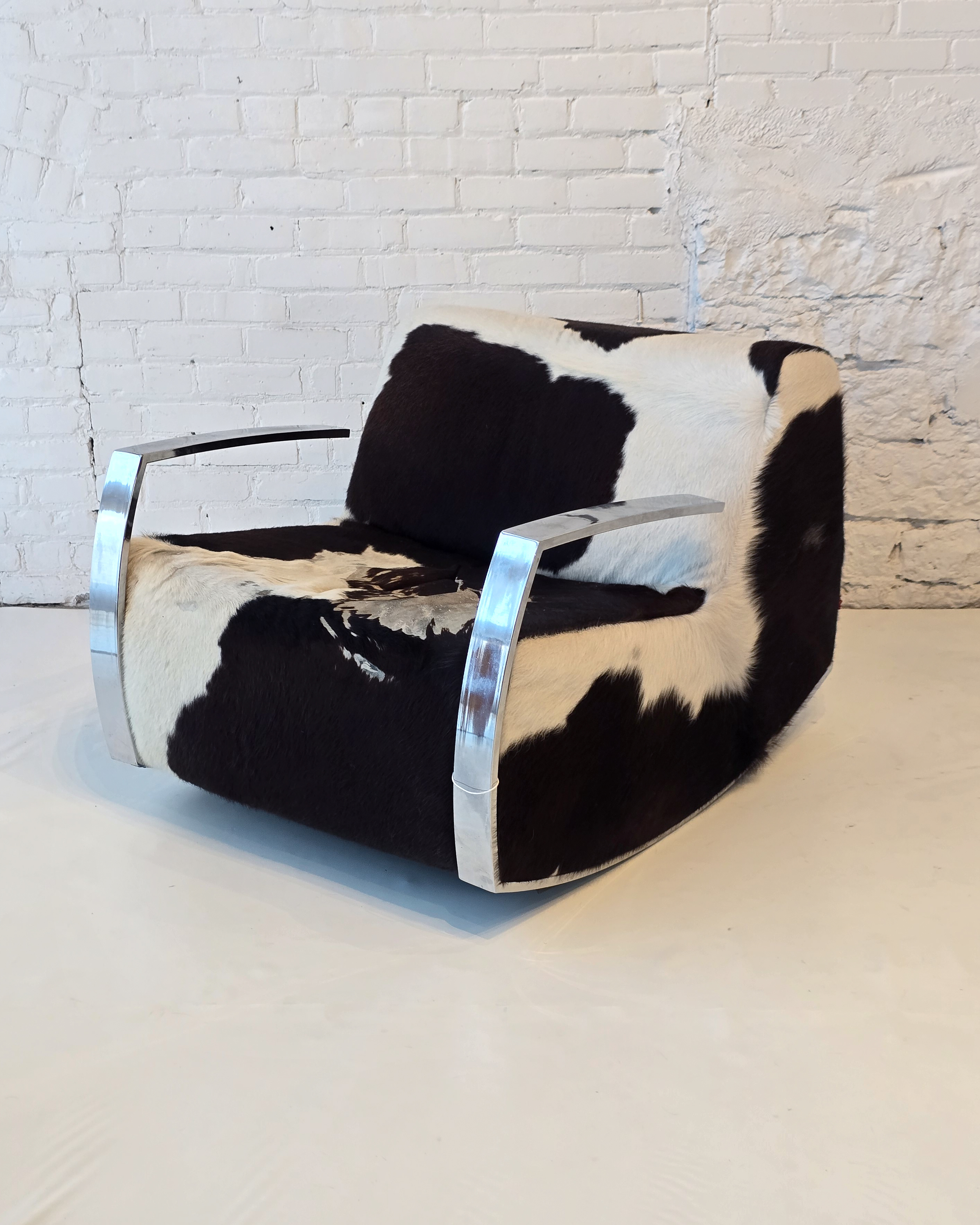 Cowhide & Chrome Rocking Lounge Chair
