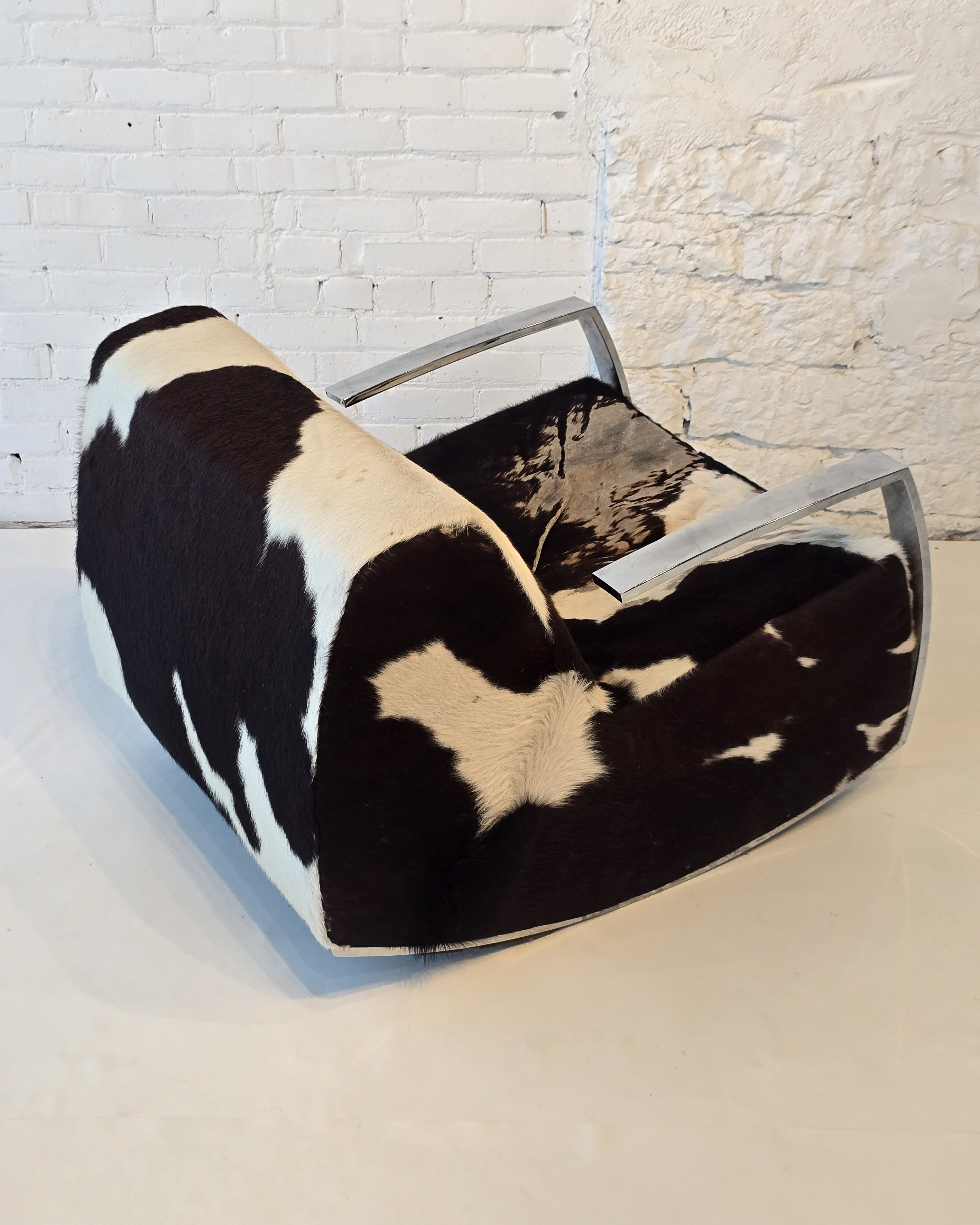 Cowhide & Chrome Rocking Lounge Chair