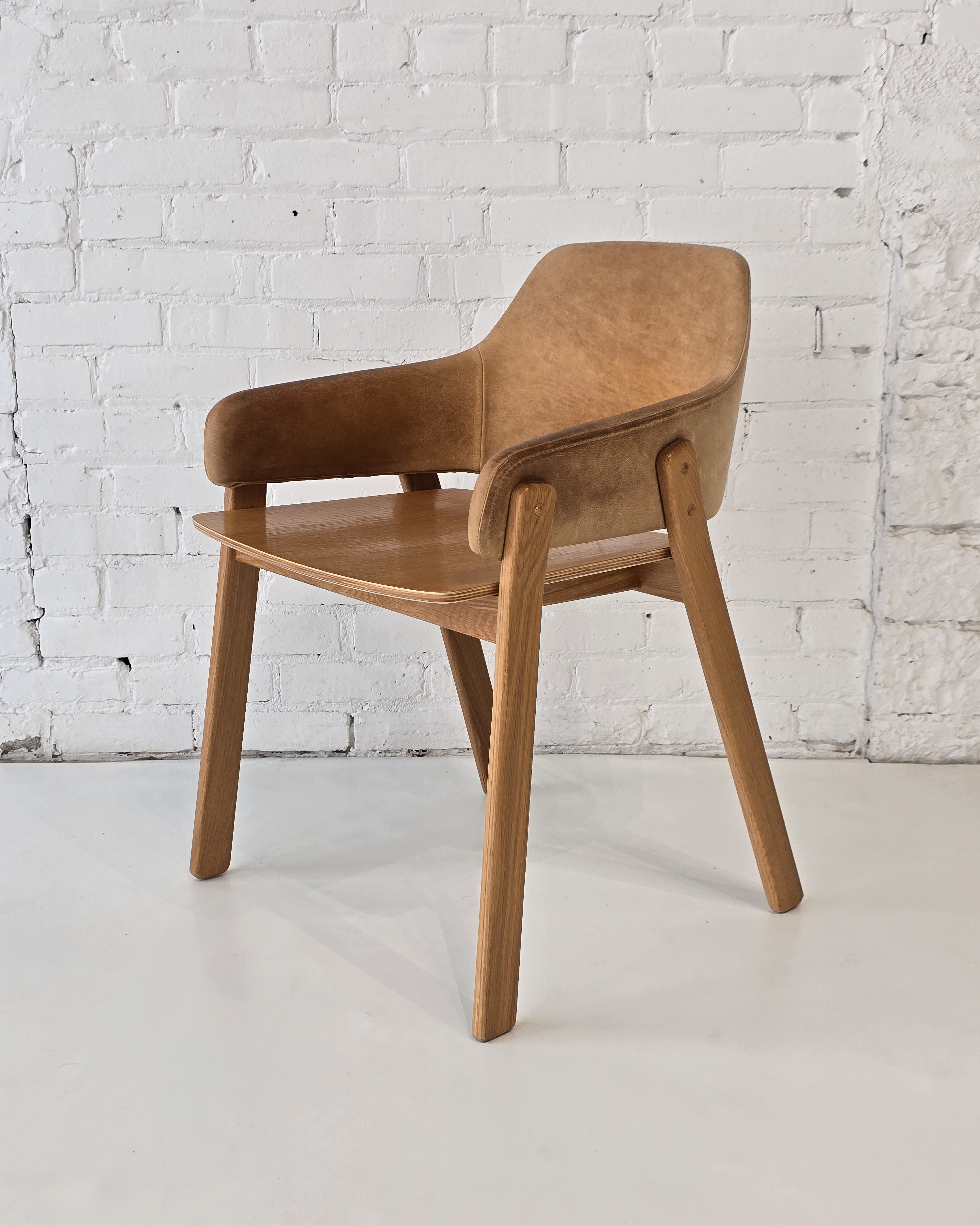 Oak & Leather Shell Armchair