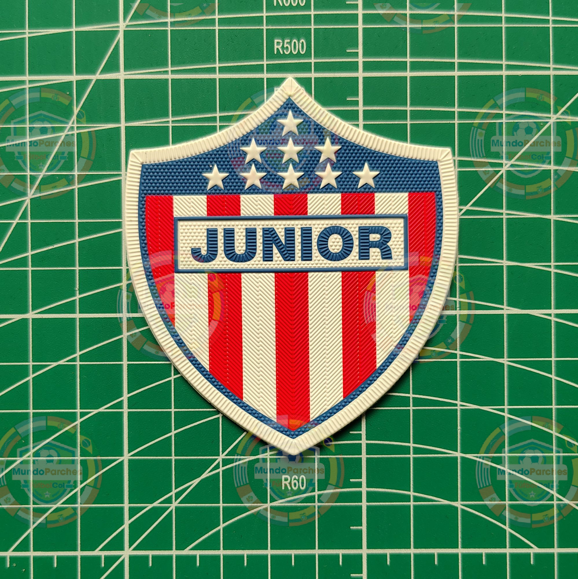 Escudo Junior Barranquilla Material Tpu (Caucho) Full Color 9 Estrellas