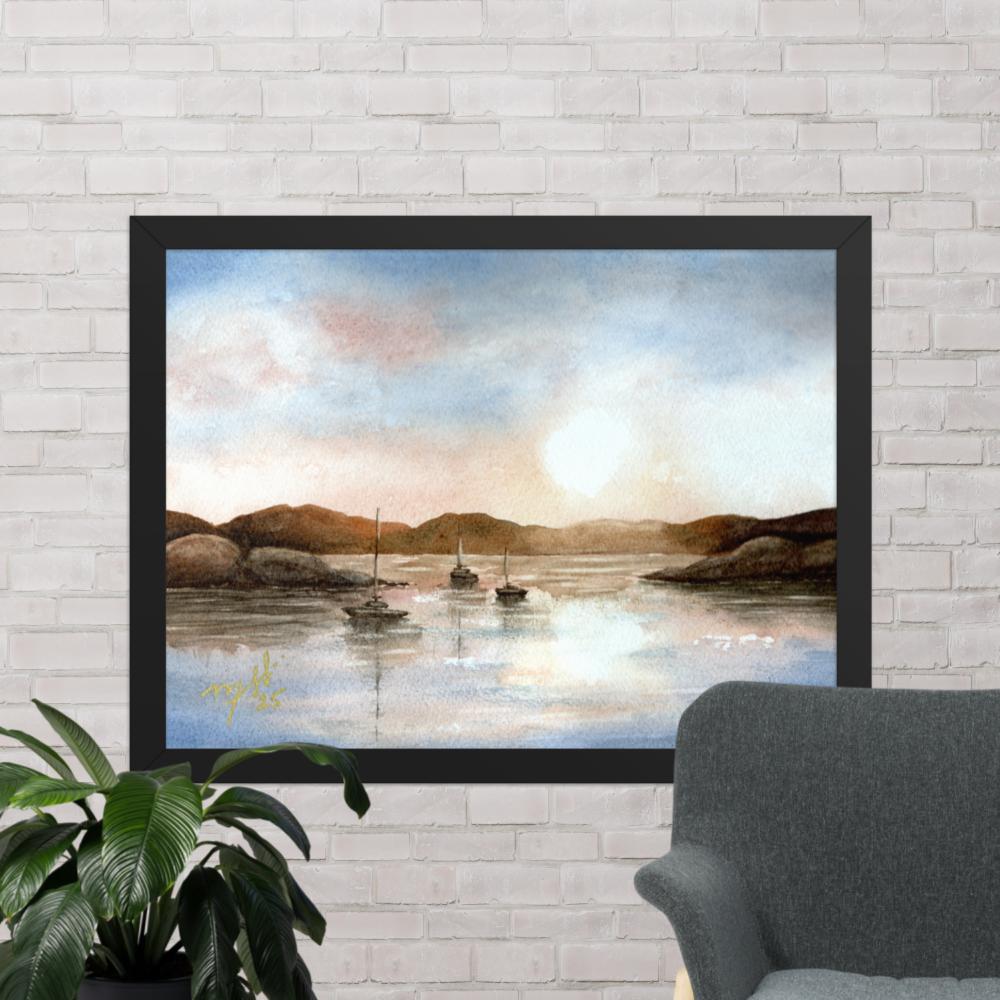 Watercolor Landscape - Quiet Calm on the Lake
