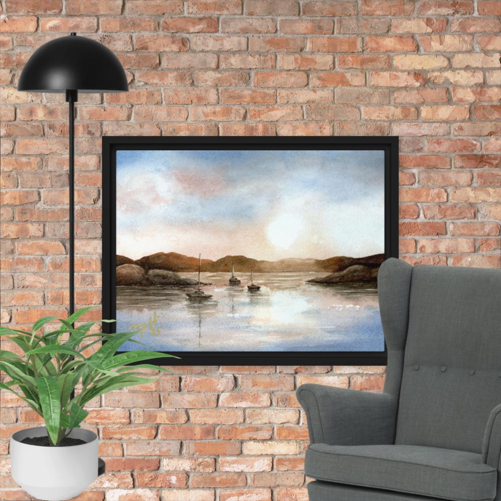 Watercolor Landscape - Quiet Calm on the Lake