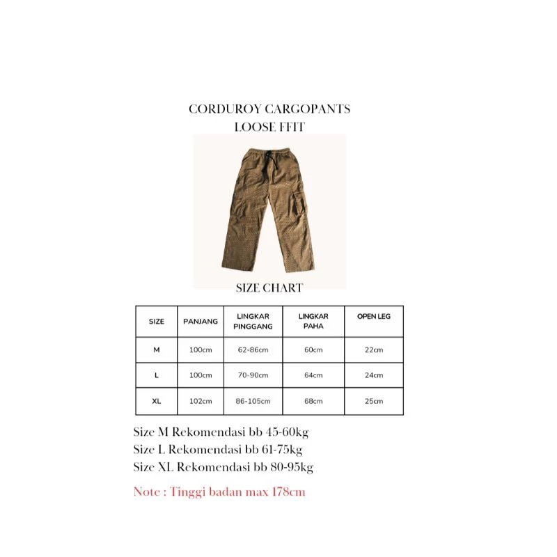 Celana Corduroy Cargo