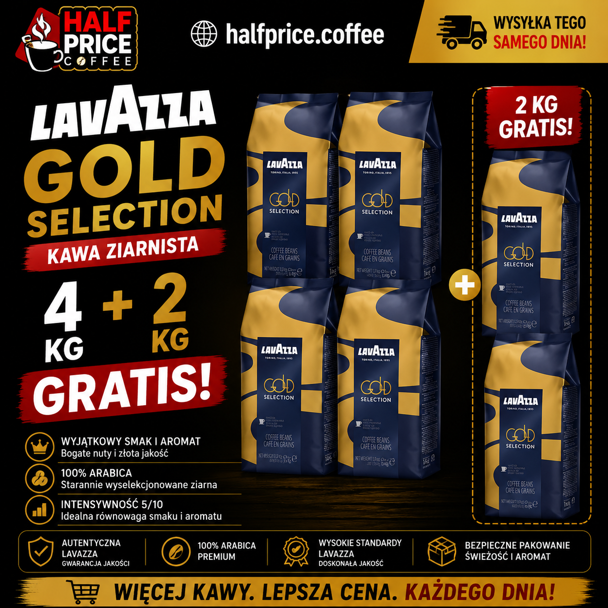 Lavazza Gold Selection - kawa ziarnista 6 x 1 kg