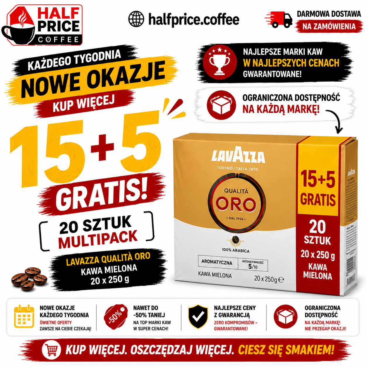 Lavazza Qualità Oro - kawa mielona 20 x 250 g