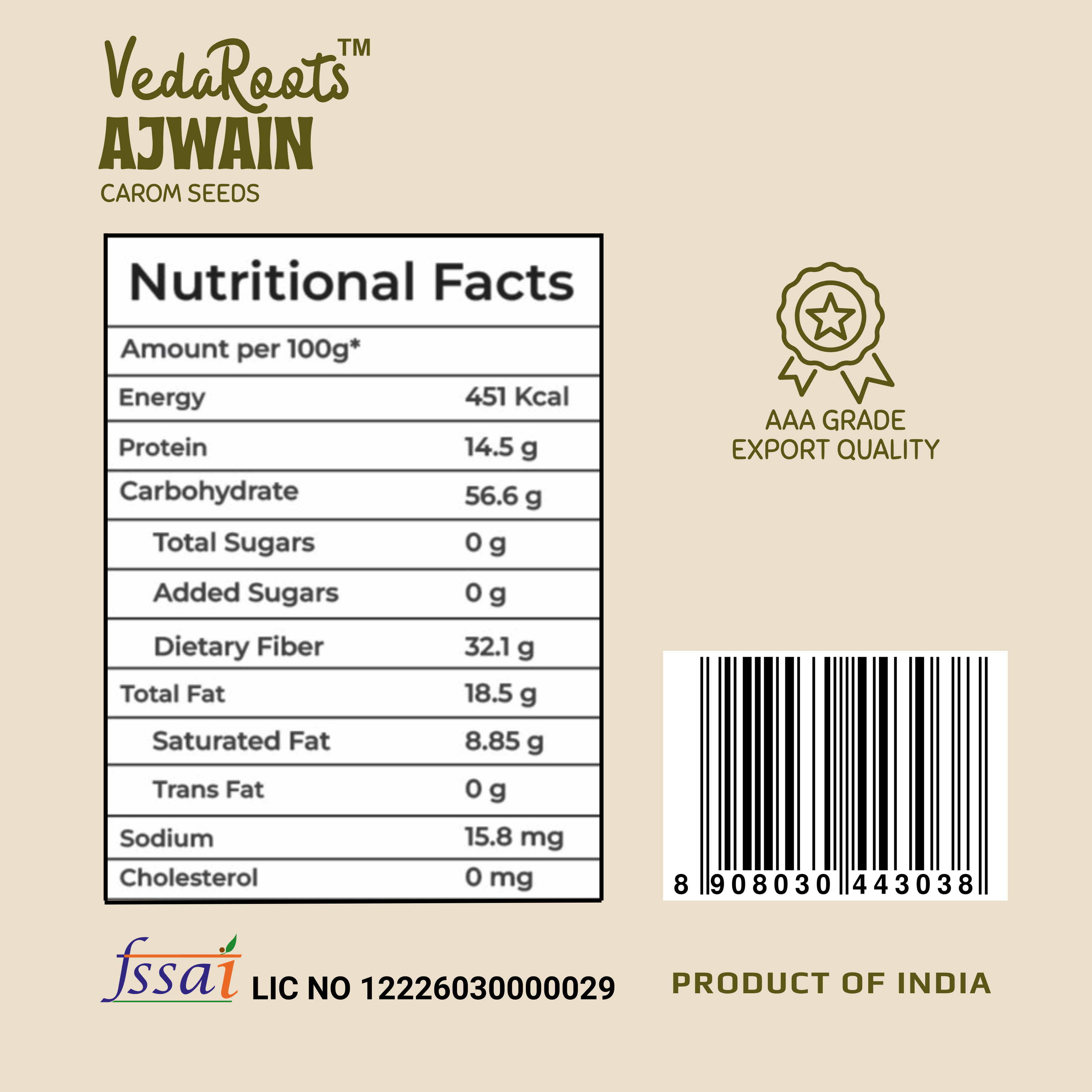 Vedaroots Ajwain Carom Seeds 