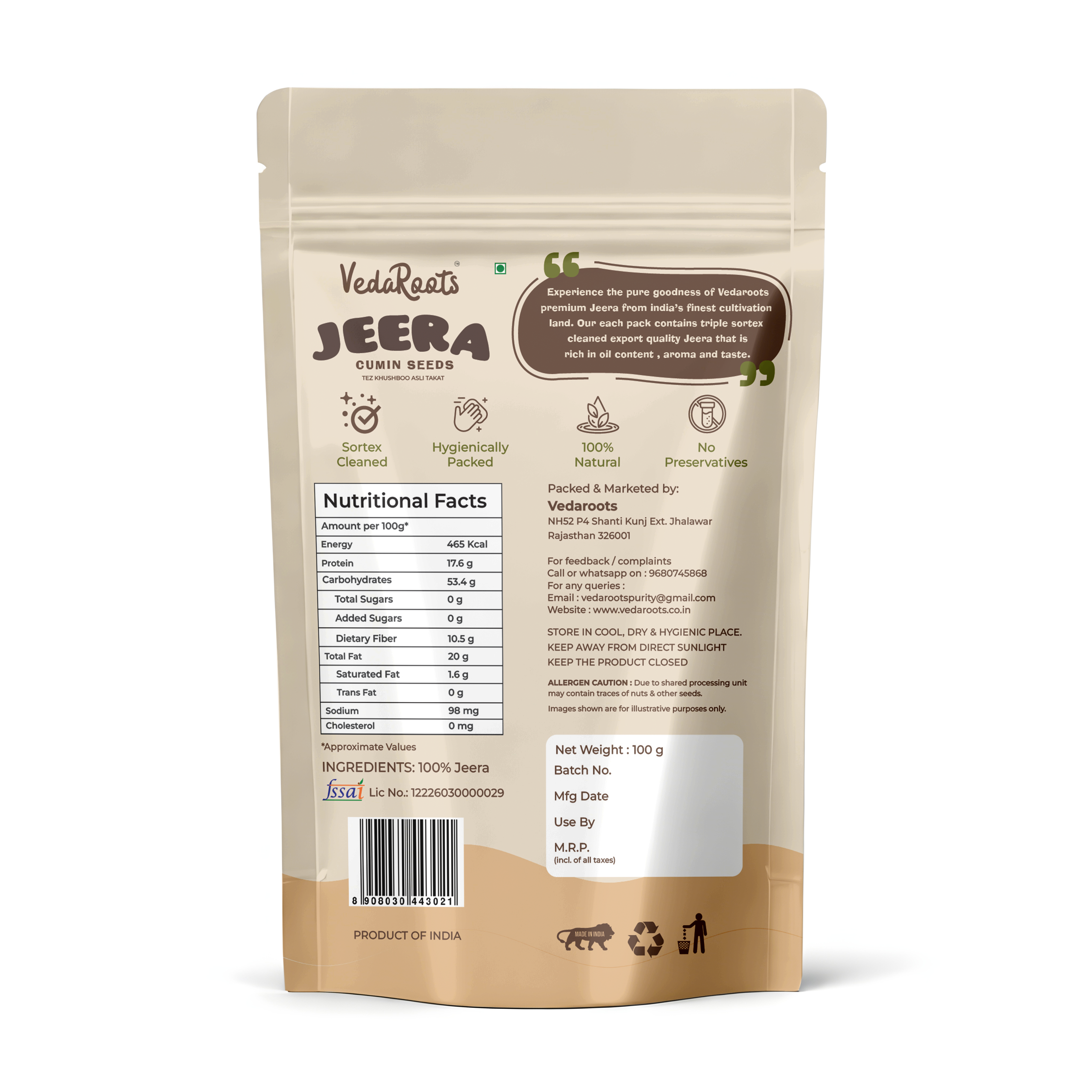VedaRoots Jeera Cumin Seeds