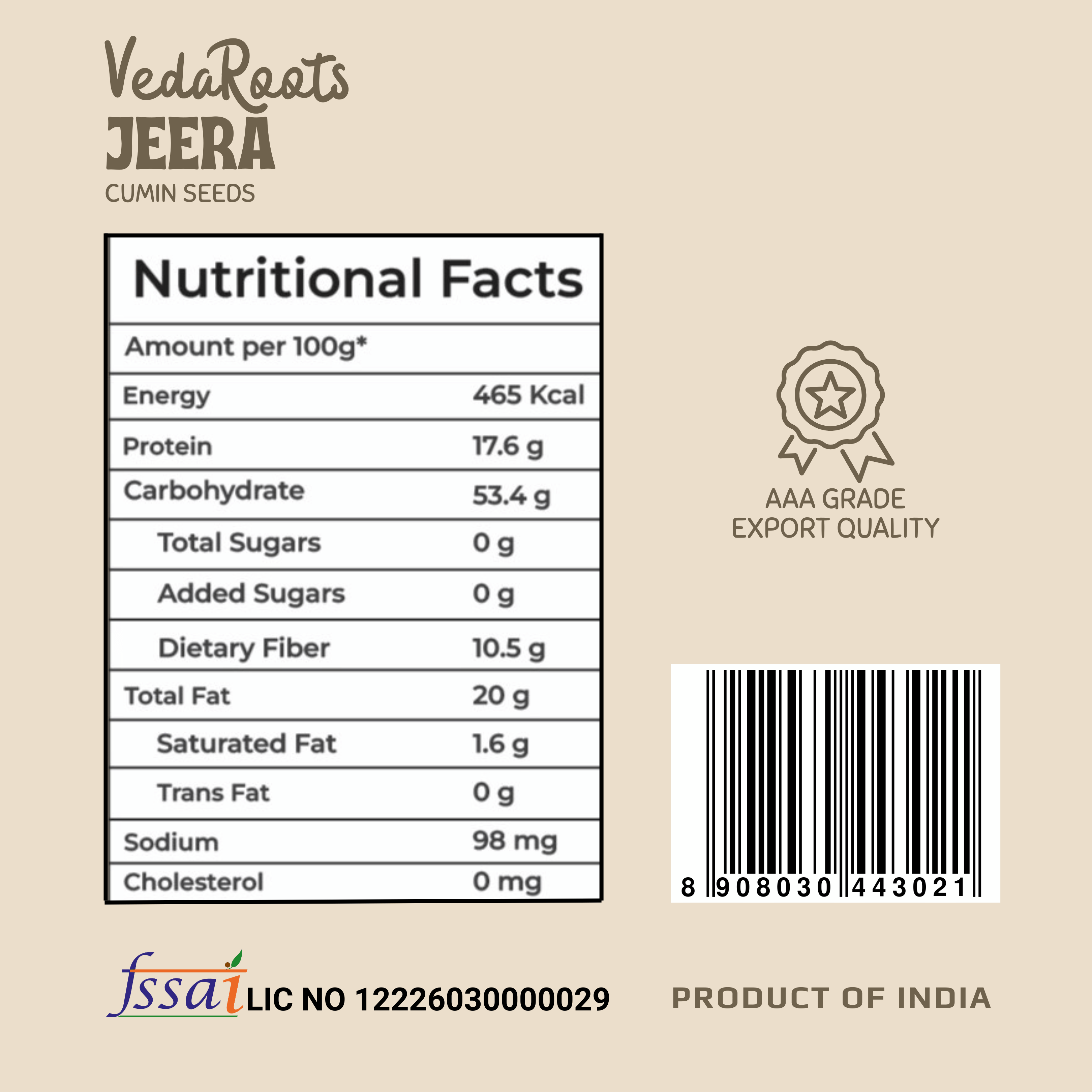 VedaRoots Jeera Cumin Seeds