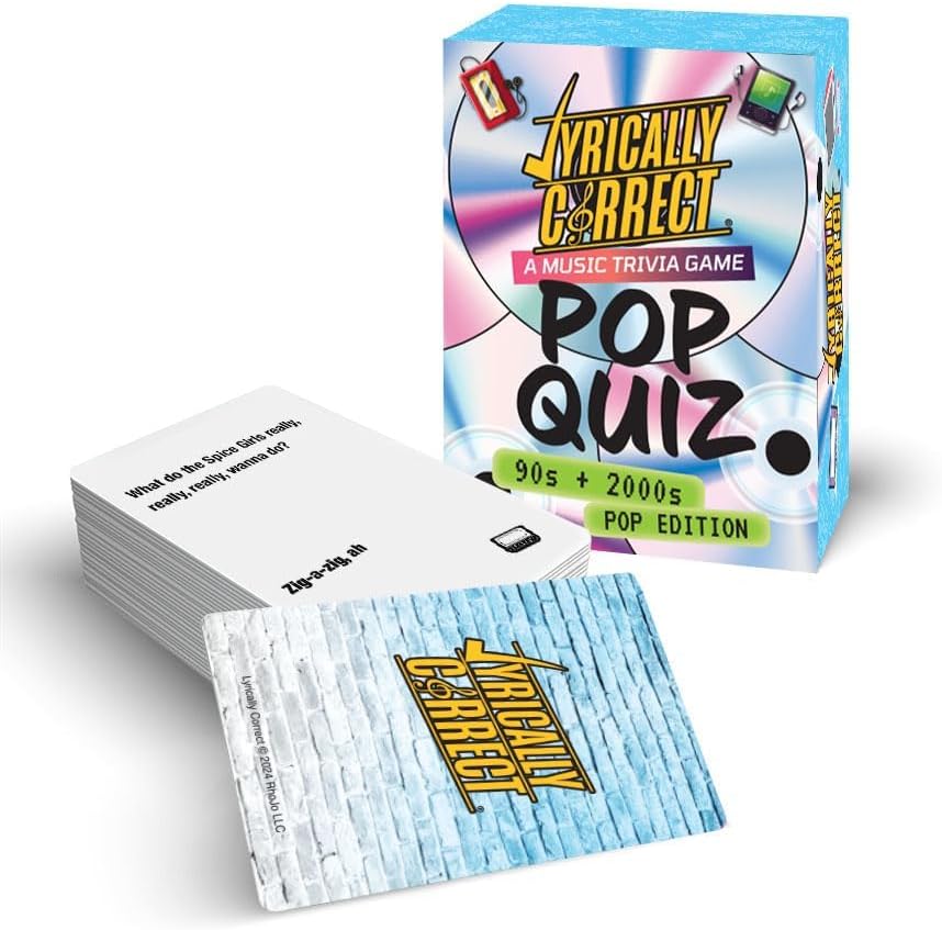 Lyrically Correct '90s & 2000s Music Trivia Family Card Games - Pop Edition - Finish The Lyrics Challenge, Fun Card Games for Adults and Family Game Nights - Popular Cards Game for Families