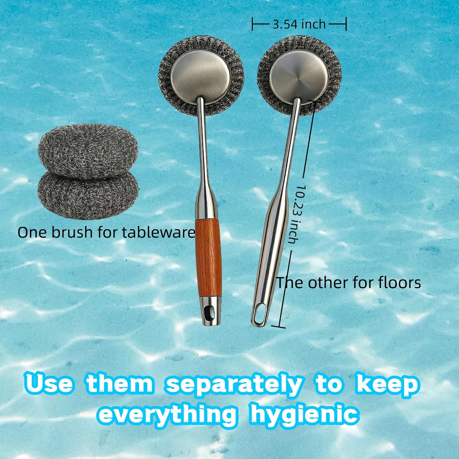 Stainless Steel Scrubber Set, Steel Wool & Steel Ball Cleaning Brush with Replaceable Heads, Heavy Duty Steel Cleaner for Oven, Stove, Dishes & Grill,4Pcs Includes 2 Pcs Pads