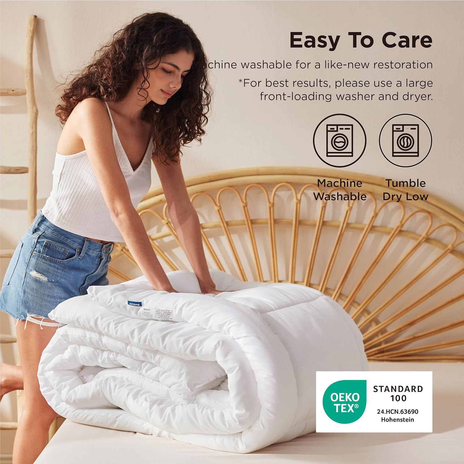 Bedsure Comforter Duvet Insert - Quilted Comforters Queen Size, All Season Duvet, GentleSoft Down Alternative Bedding Blanket, with 8 Tabs, Gifts for Women/Men, White, Queen 88 x 88 Inches 