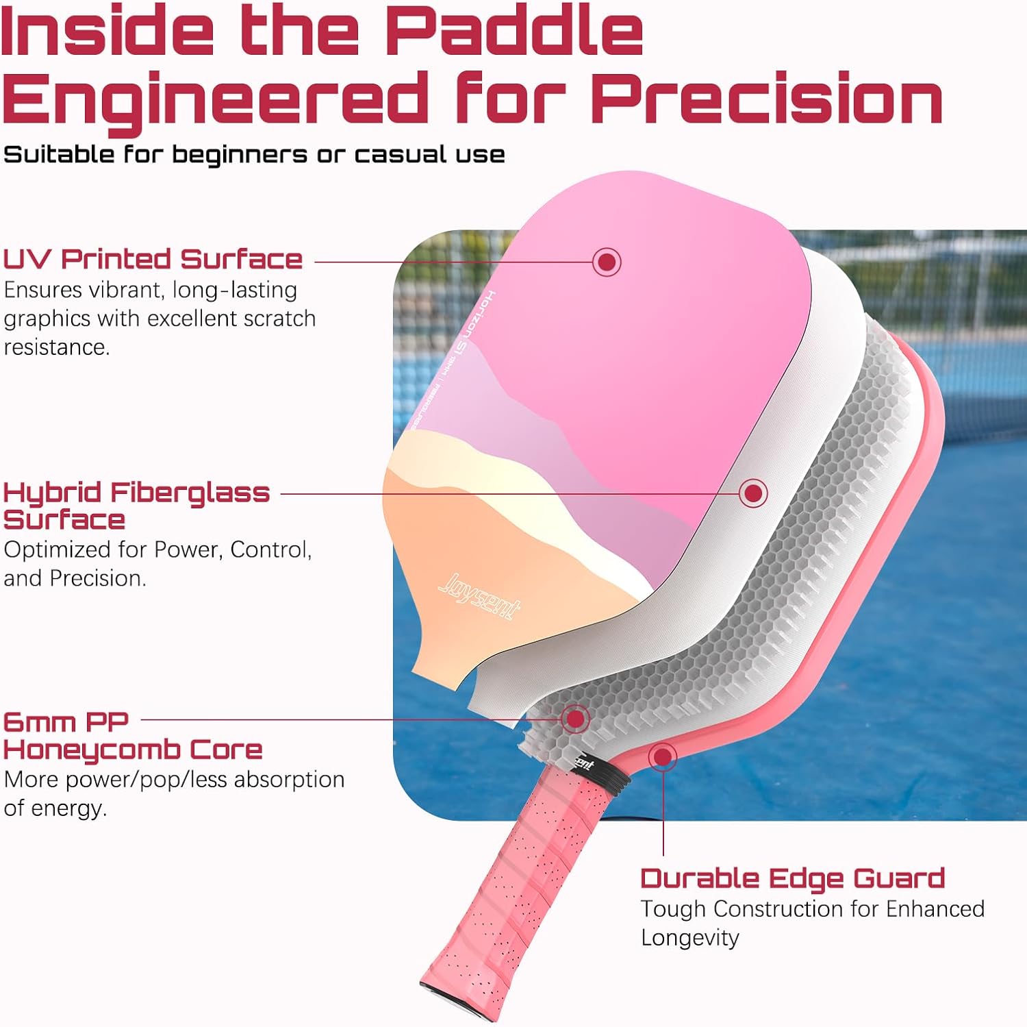 Pickleball Paddles Set of 2, Lightweight Pickleball Racket for Beginner, USAPA Approved Fiberglass Surface Pickleball Set with Non-Slip Comfort Grip