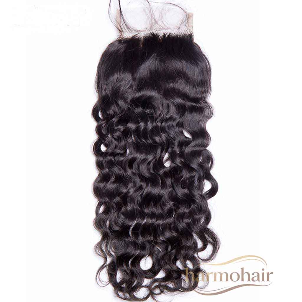 Wholesale Virgin Water Wave Hair 4x4 HD Invisible Transparent Lace Closure for Black Women