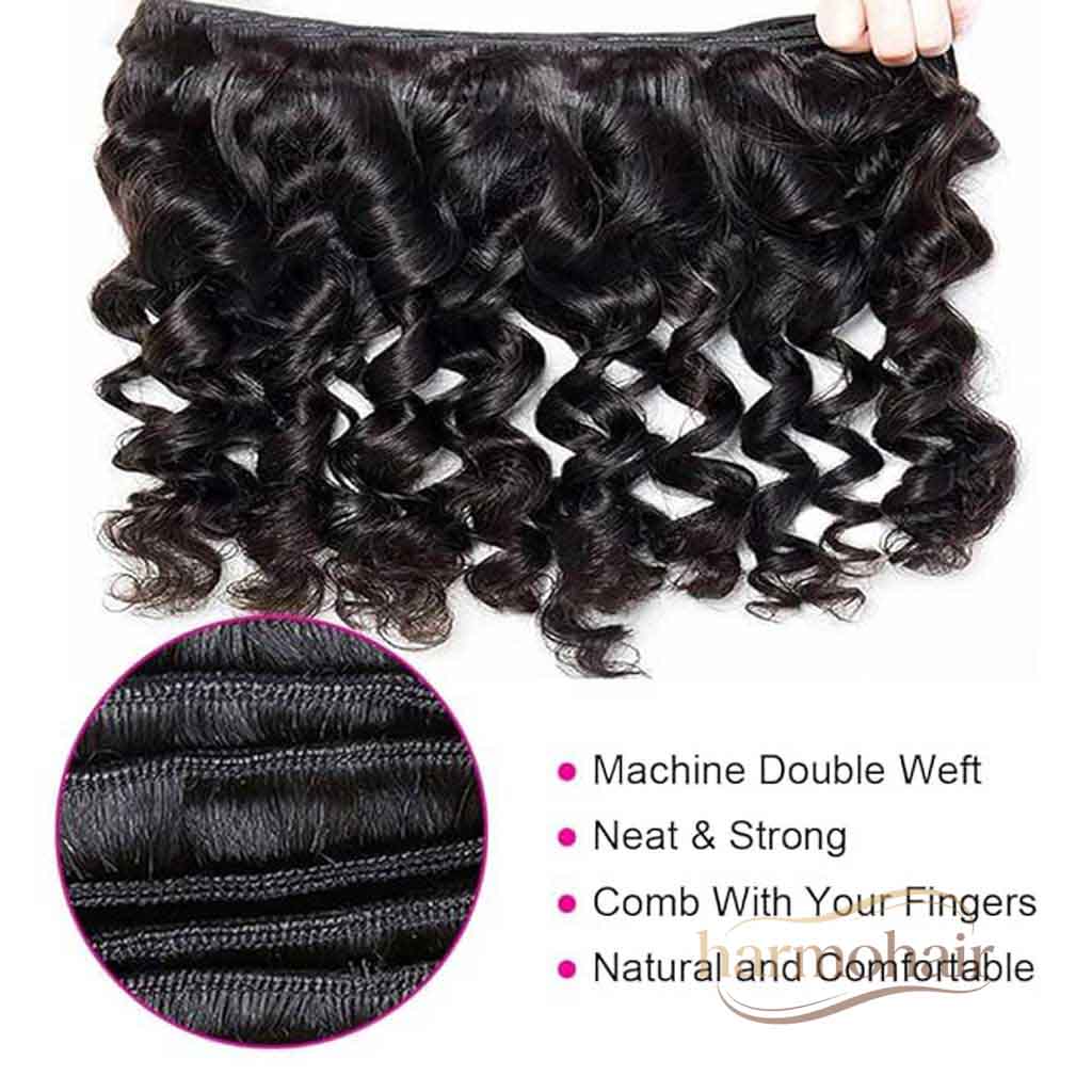  Harmohair Raw human hair manufacturer, cuticle-aligned raw hair, bouncy loose wave hair