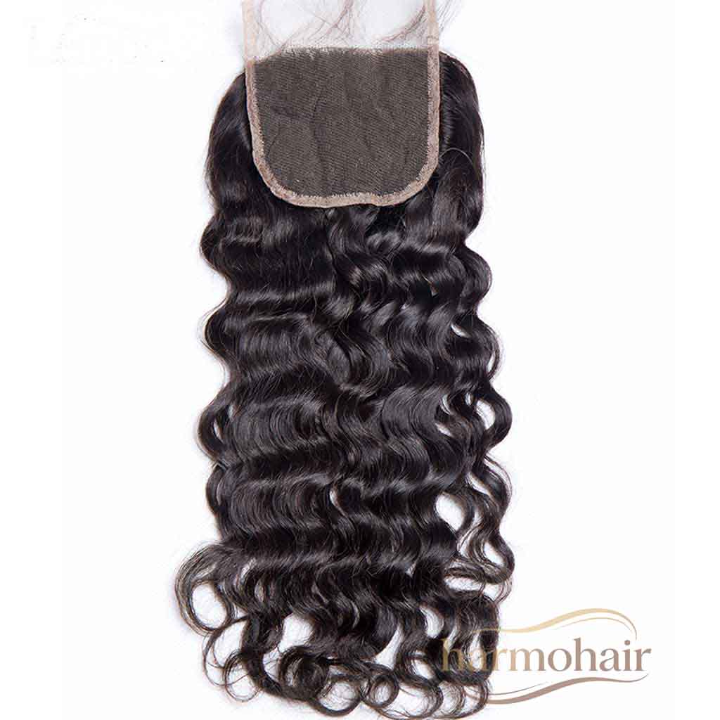 Wholesale Virgin Water Wave Hair 4x4 HD Invisible Transparent Lace Closure for Black Women