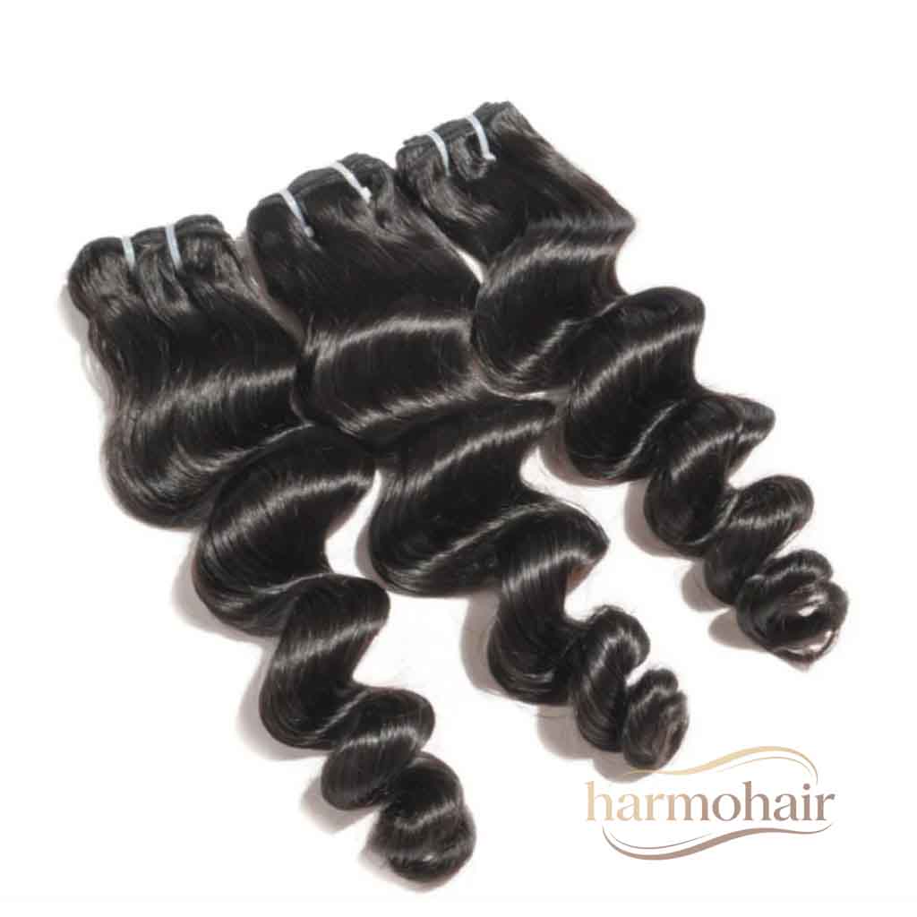  Harmohair Raw human hair manufacturer, cuticle-aligned raw hair, bouncy loose wave hair