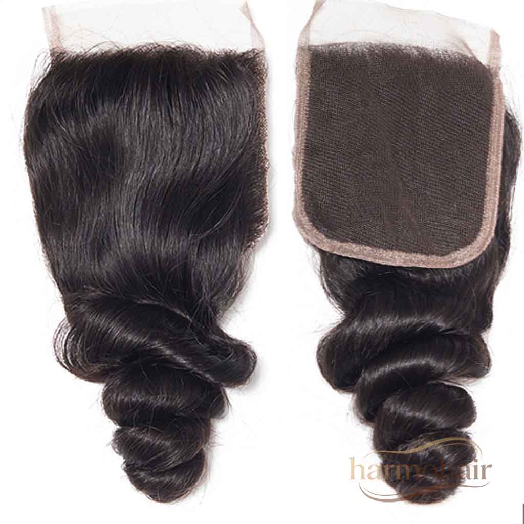 Wholesale 4x4 Invisible HD Transparent Lace Closure Loose Wave Virgin Human Hair