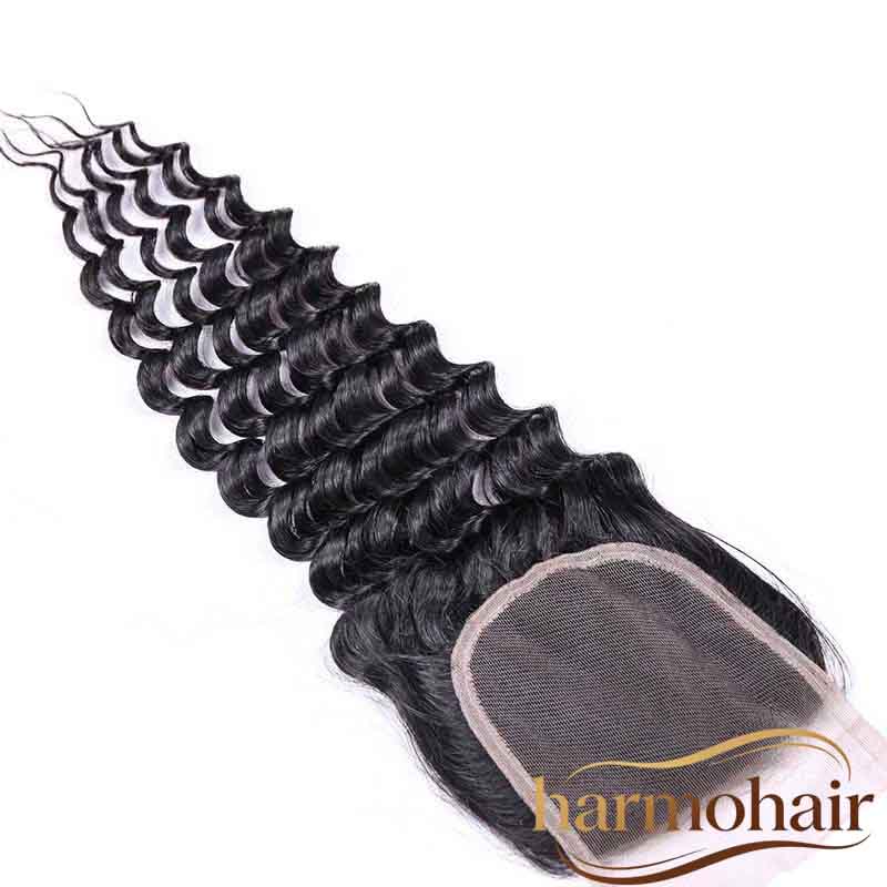 4x4 HD Transparent Lace Closure Deep Wave Raw Human Hair Bulk Purchase