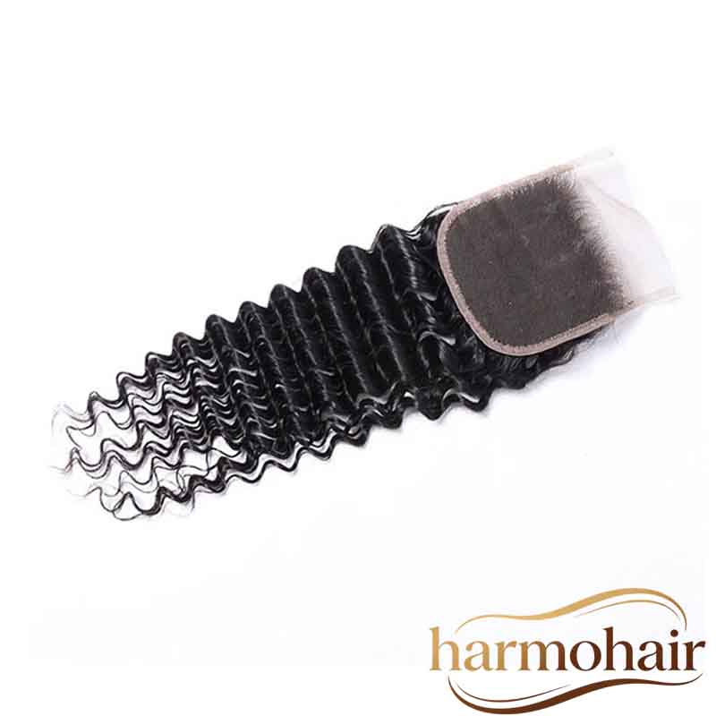 4x4 HD Transparent Lace Closure Deep Wave Raw Human Hair Bulk Purchase