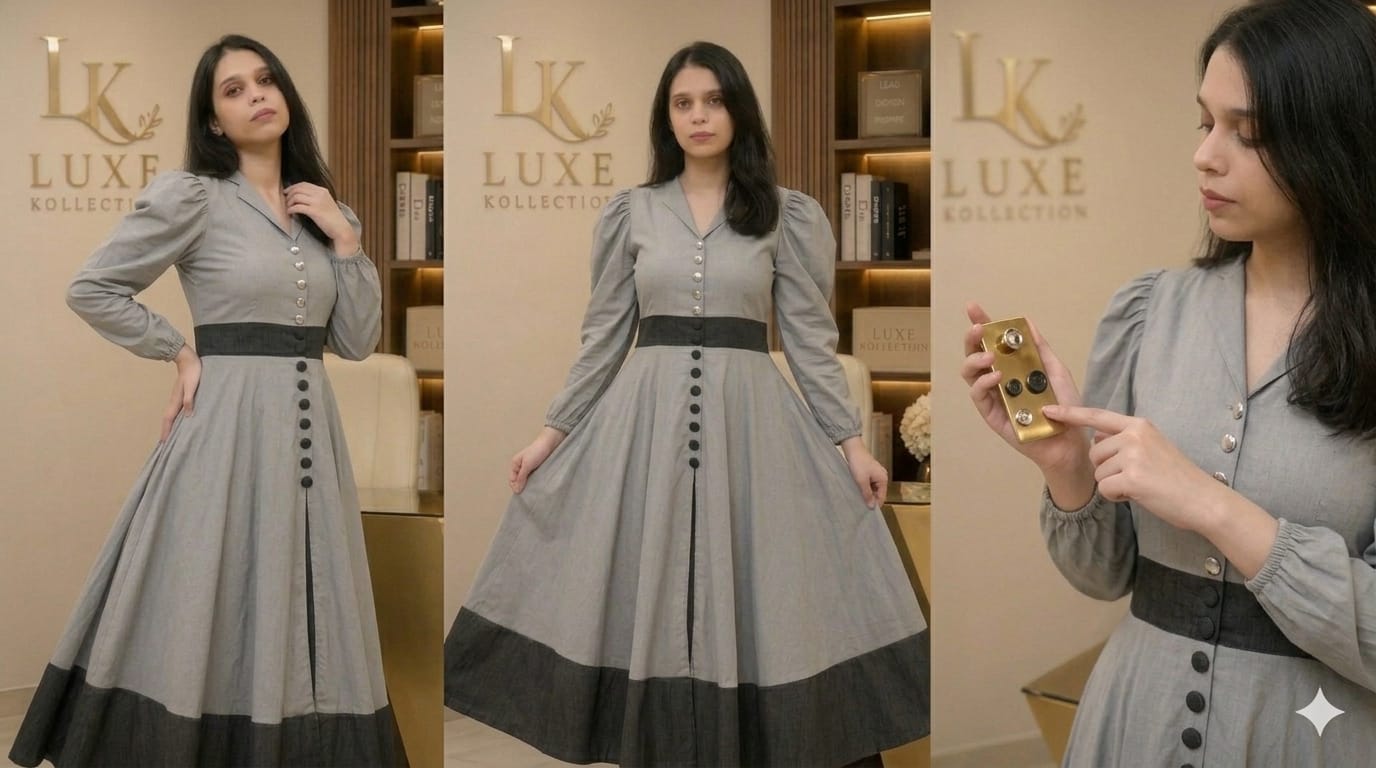 1Luxe Kollection By 🌐 CS7LLC.com™ Customized Grey Cotton Dress