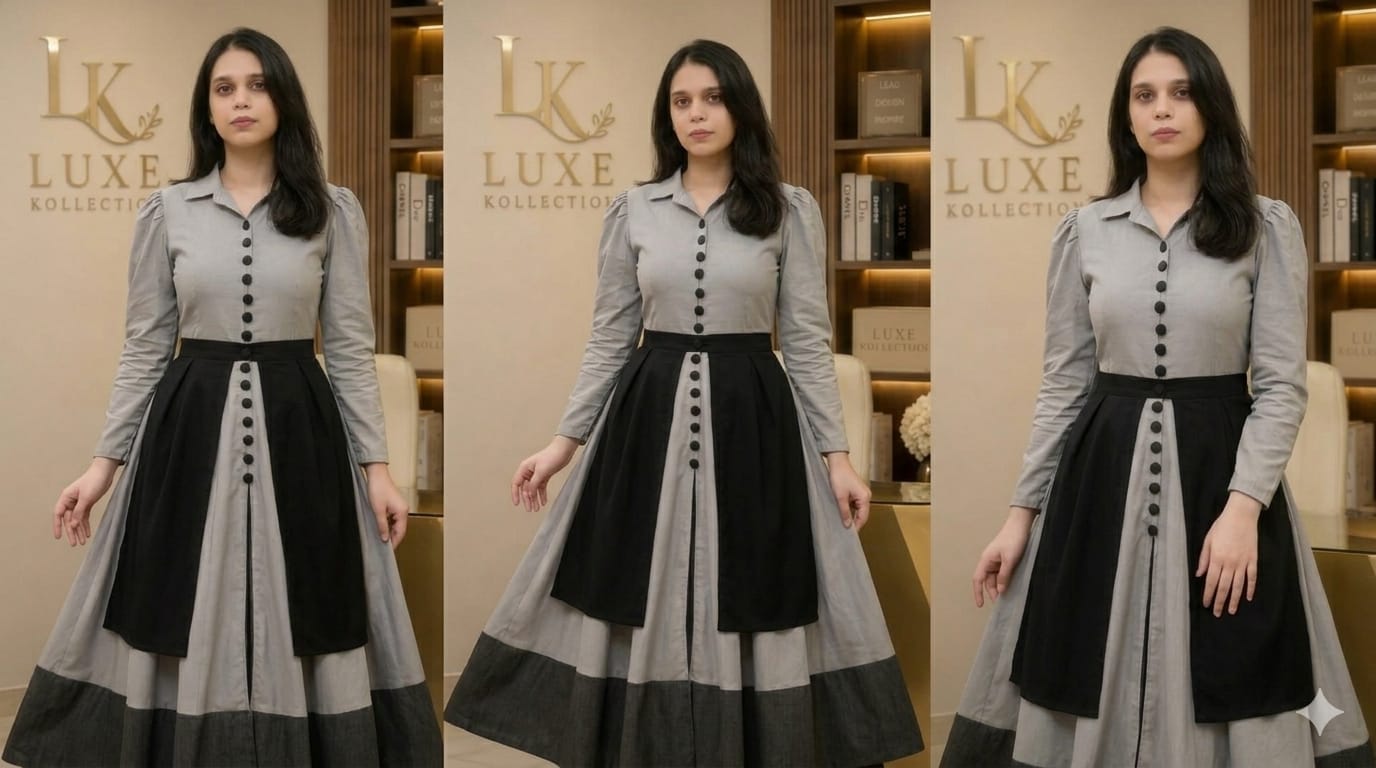 1Luxe Kollection By 🌐 CS7LLC.com™ Customized Grey Cotton Dress