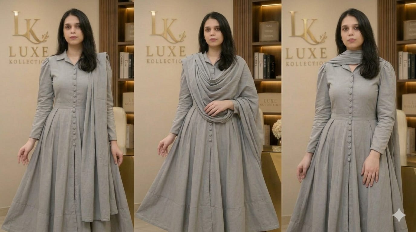 1Luxe Kollection By 🌐 CS7LLC.com™ Customized Grey Cotton Dress